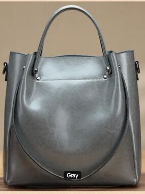 Leather Tote Bag - Elegant Women's Handbag, brand new. 3 color ,Black, Grey, Red